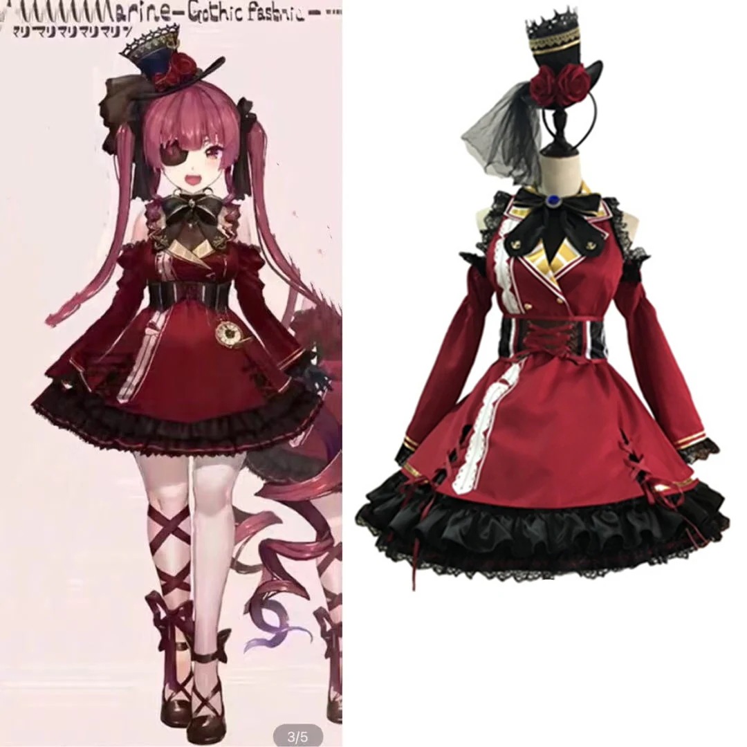 VTuber バーチャルライバー 宝鐘マリン ゴシックロリィタ コスプレ衣装 コスチューム ハロウィン 変装 仮装