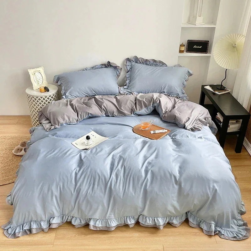 メガ割 4点セットパッチワーク 掛け布団カバー シンプル 布団カバーシングル 洗える寝具 防臭 敷布団カバー子供用 大人用 フリル 布団カバー レトロ ストライプ