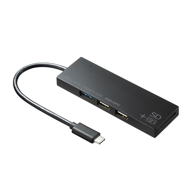 （まとめ買い）USB Type-Cコンボハブ カードリーダー付き USB-3TCHC16BK [x3]