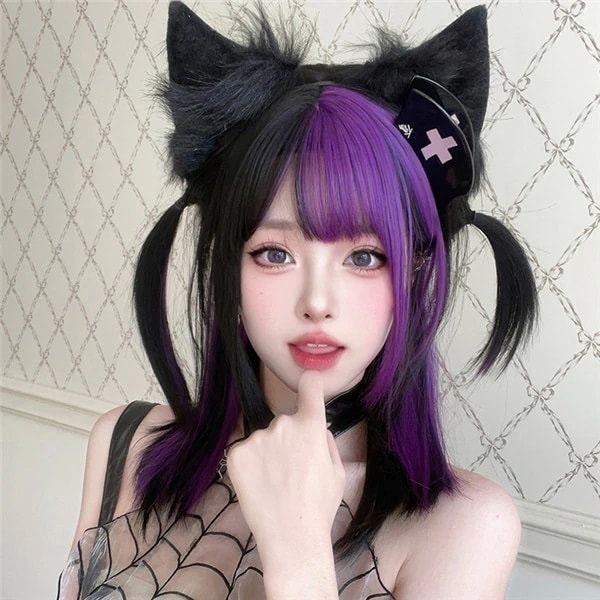 ウィッグ レディース フルウィッグ ミディアム ぱっつん前髪 前髪あり 可愛い かわいい 大人用 コスプレ ロリータ ゴスロリ コスチューム 原宿風 仮装 超自然 かつら wig4 Lolita 小顔