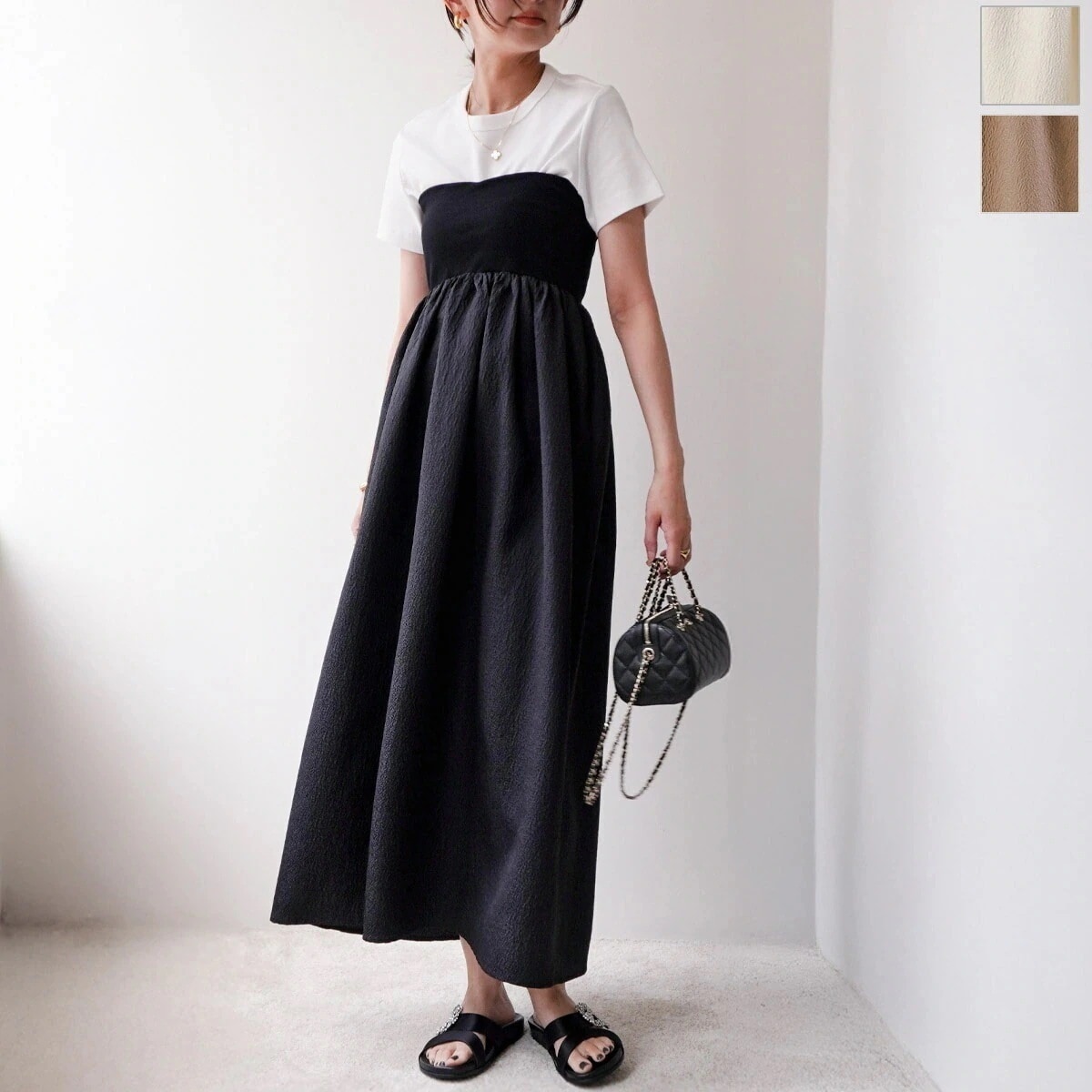 TORRAZZO DONNA トラッゾドンナ ワンピース Jacquard hybrit bare top one-piece 6251-343 レディース スカート ジャガード ベアトップ 2way