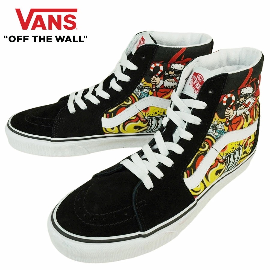 バンズ VANS ヴァンズ【箱無し】SK8HI スケートハイ スケーターハイSANTA FLAME BLACK　サンタ フレイム ブラック 黒メンズ レディース