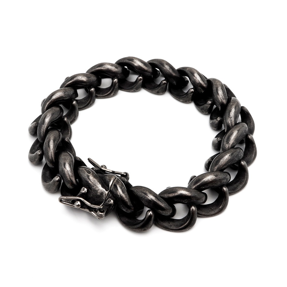 ステンレス ブラック2重ロックブレスレット [b549]