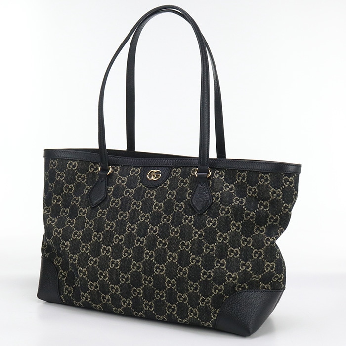 GGデニム GU90217 トートバッグ GGキャンバス/トートバッグ ブラック【中古】 レディース Aランク
