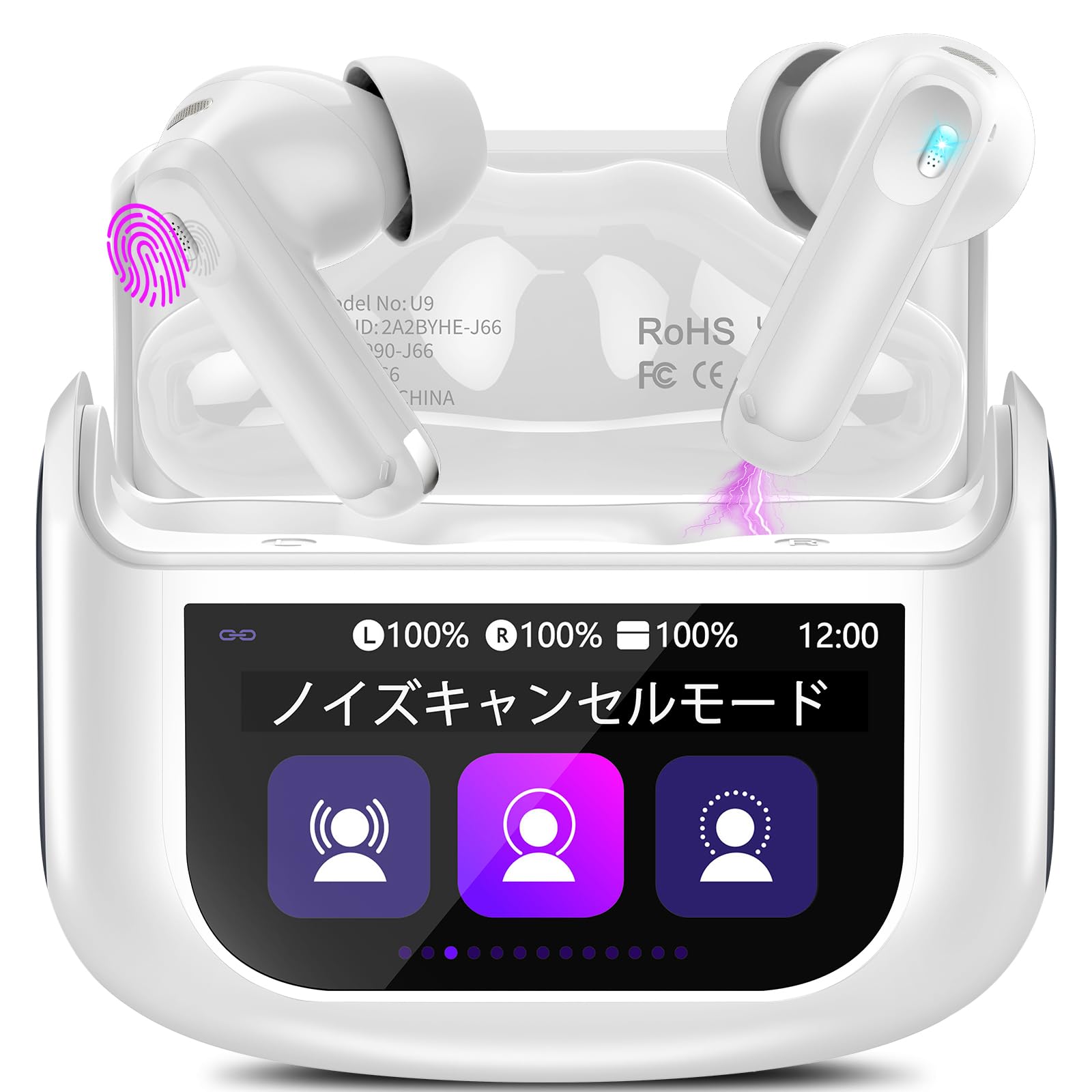 イヤホン bluetooth ワイヤレスイヤホン【2025年最新多機能タッチスクリーンとANC搭載】ブルートゥースイヤホン bluetooth5.4 低音ステレオヘッドフォン ENC通話ノイズキャンセ
