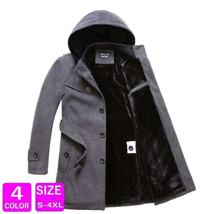 チェスターコート メンズジャケット 裏起毛 裏ボア付き 帽子 フード付き 厚手 モッズコート ファッション 細身 アウター おしゃれ 男性用 vivishow