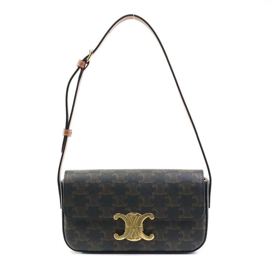 セリーヌ CELINE ショルダーバッグ トリオンフ PVCコーティングキャンバス ブラウン レディース 99961g