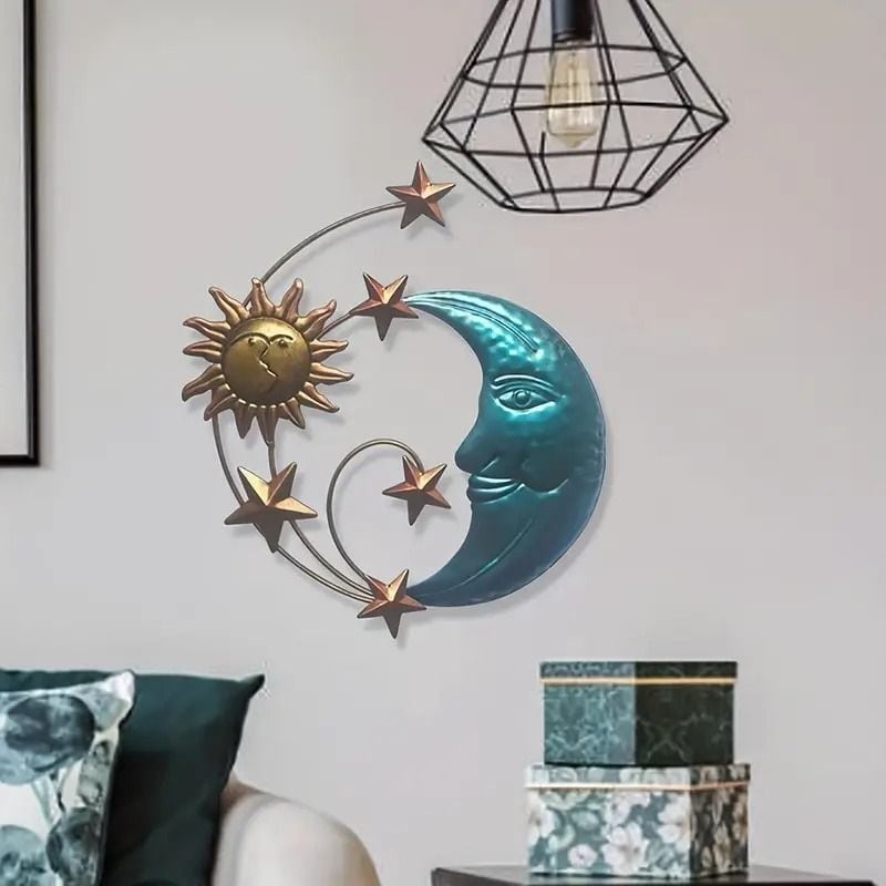 壁掛け インテリア おしゃれ かわいい 月 太陽 装飾 リビング ダイニング グリーン ゴールド デザイン 幅30cm ギフト プレゼント