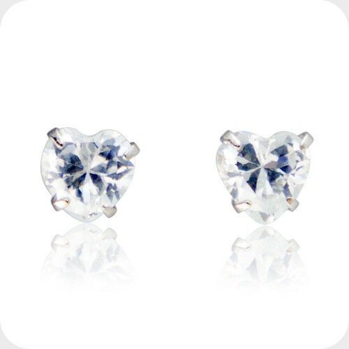 ハートカッテング スタッド ピアス K10 レディース キュービックジルコニア ゴールド 誕生石