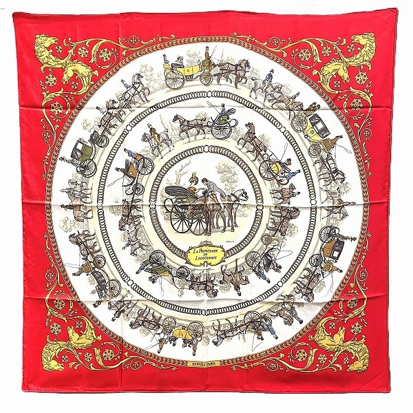 エルメス カレ90 ロンシャンへの散歩 スカーフ 【中古】