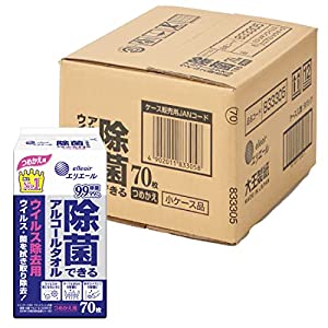 エリエール ウェットティッシュ 除菌ウイルス除去用 アルコールタイプ ボトル つめかえ用 70枚9 【ハーフケース】