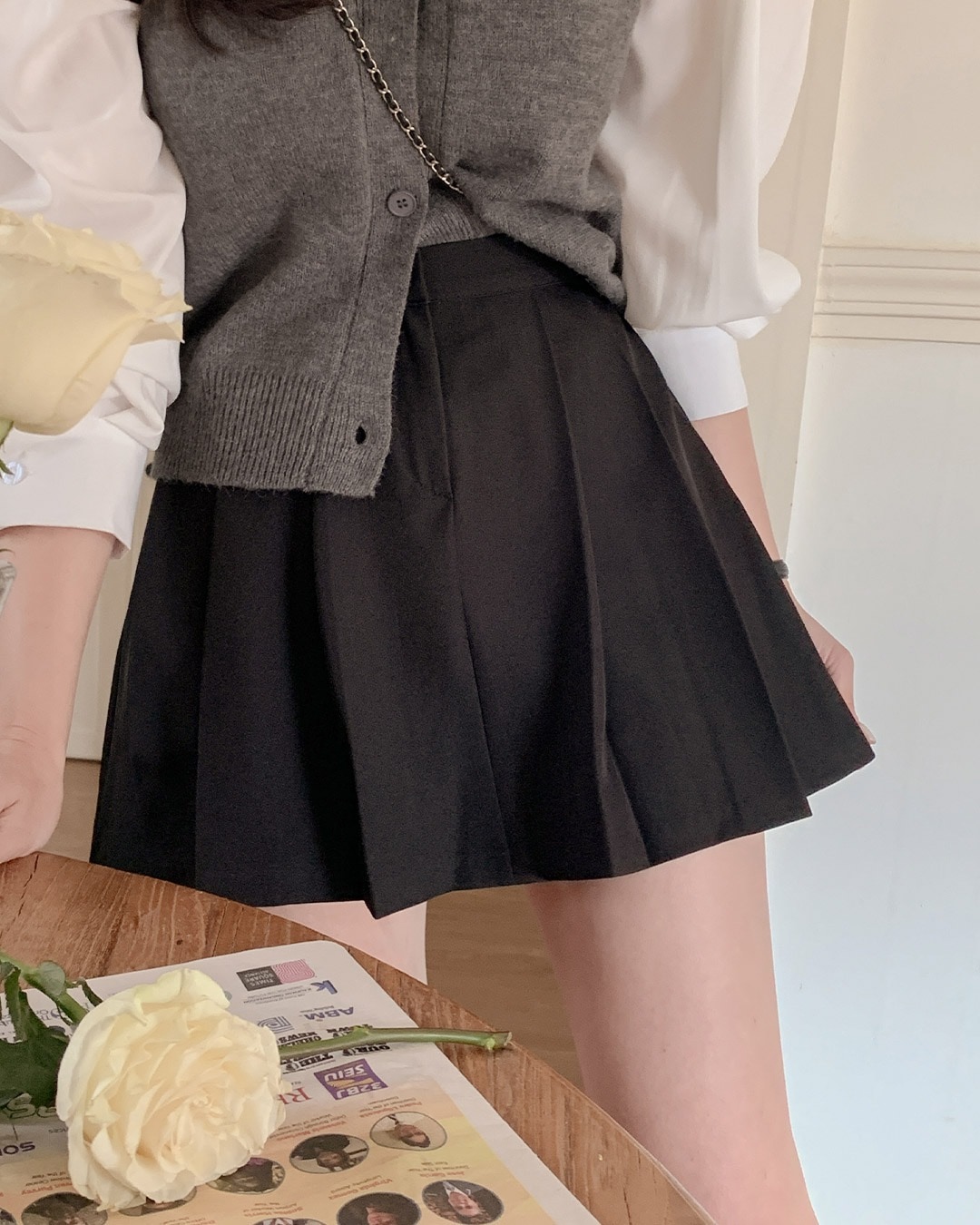 フォンズプリーツミニスカート韓国ファッション レディース