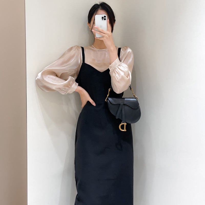 人気新作　レディースドレス　ブラウス+キャミワンピ　おしゃれ　可愛いワンピース