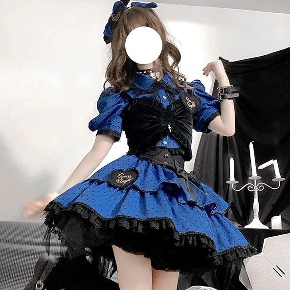 今人気のロリータSALE スパイシーキャンディスプリットロリータセット愛されドッキングワンピース 公演着 ドレス 5,274円