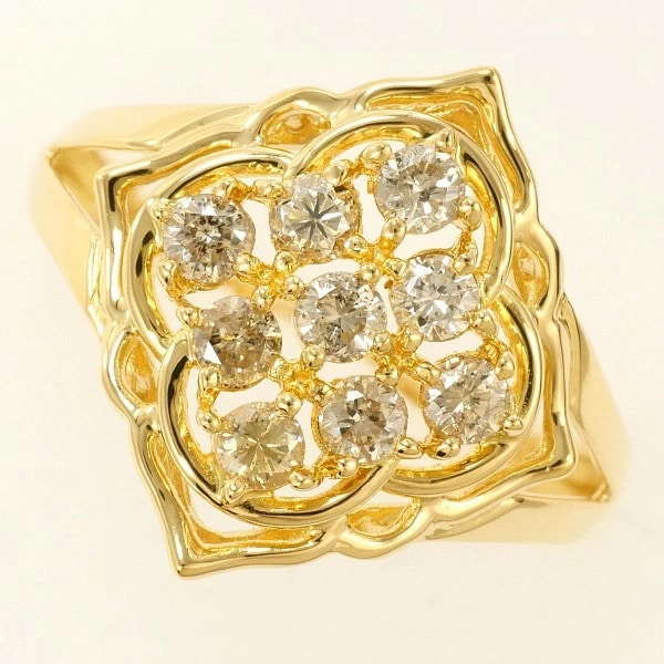 K18 18金 YG リング 指輪 11.5号 ブラウンダイヤ 0.50 ジュエリー 中古