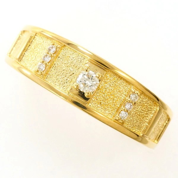 K18 18金 YG リング 指輪 18号 ダイヤ 0.11 カード鑑別書 ジュエリー 中古