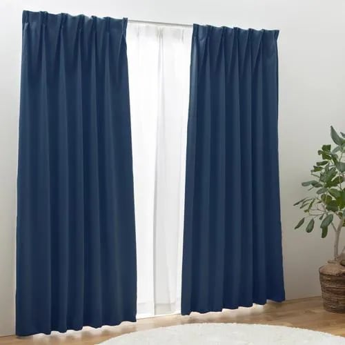 ユニベール １級遮光４枚セットカーテン　ブリンク　幅１００Ｘ丈２００ｃｍ（レース１９８ｃｍ） ネイビー