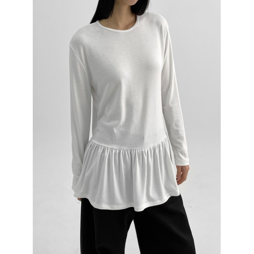 ブラックアップ【春新品】Elvito フリルレイヤードロングスリーブTシャツ 5,118円