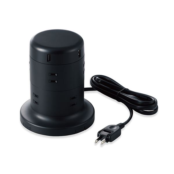 (5個セット) エレコム 延長コード タワー電源タップ 8個口 2m ほこりシャッター付 ブラック TT-U01-0820BKX5電源ユニット