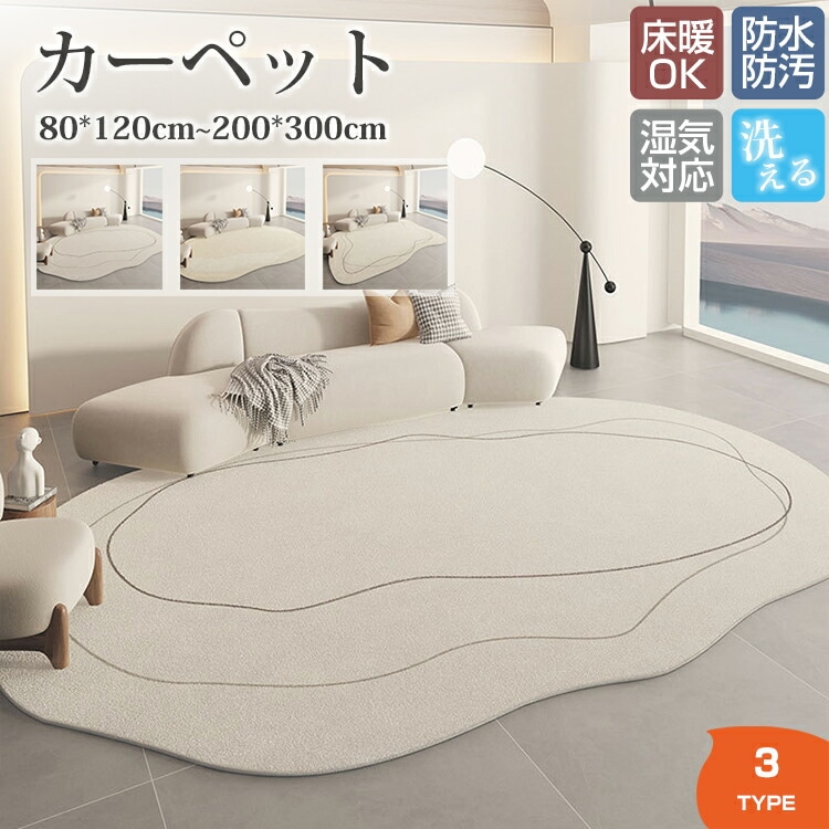 カーペット 不規則 異形 80×120cm～180×240cm ラグマット ラグ マット 床マット 室内 洋風 汚れ防止 絨毯 高級 ふかふか ふわふわ 柔らかい 洗える オールシーズン イ