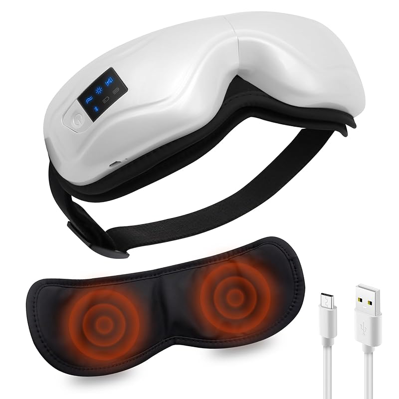 hellojoy 充電式アイマスク USB充電 温度調整 マルチモード切替 簡単操作 Bluetooth/音楽機能 ホリデーギフト 出張 持ち運び便利 液晶ディスプレイ 男女兼用 日本語説明書付き