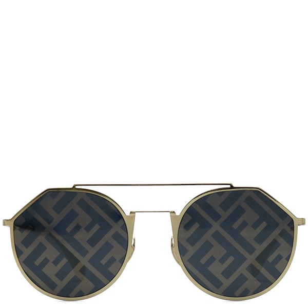 フェンディ FENDI サングラス ズッカ 5422 メタル プラスチック ゴールドXブラック FF ラウンド FF M0021/S【中古】