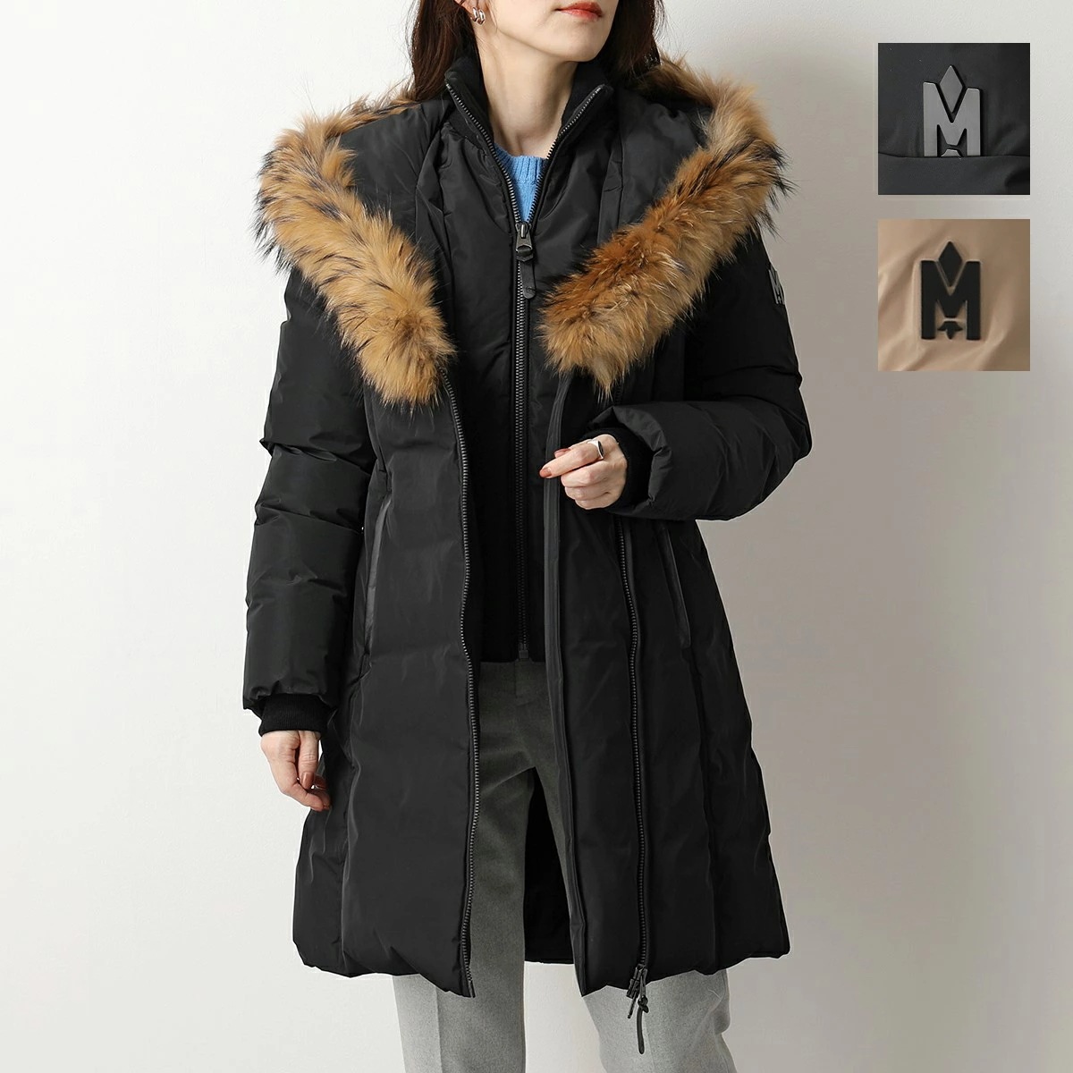 MACKAGE マッカージュ ダウンコート KAY F レディース フード付き ラクーンファー付き ダウンジャケット 撥水 カラー2色