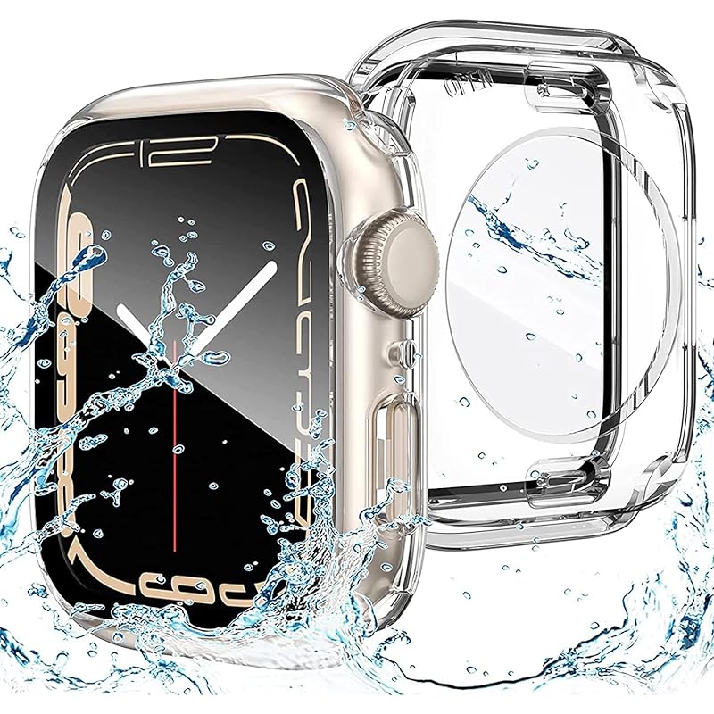 【2023強化版】AMAPC for Apple Watch ケース 360度全面防水 バンド 水泳スポーツ専用 ガラスフィルム 一体型 apple watch 用 カバー 360フルボディ防水 ア
