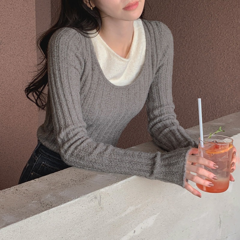 [tnt0667] 韓国ファッションナシレイヤードニット 5,301円