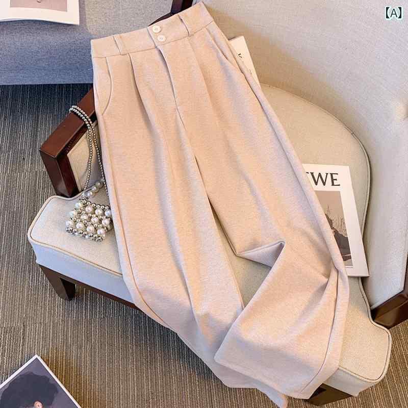 パンツ レディース ハイウエスト 狭い ワイド レッグ 秋冬 大きいサイズ 太 厚手 スリム ウール ストレート