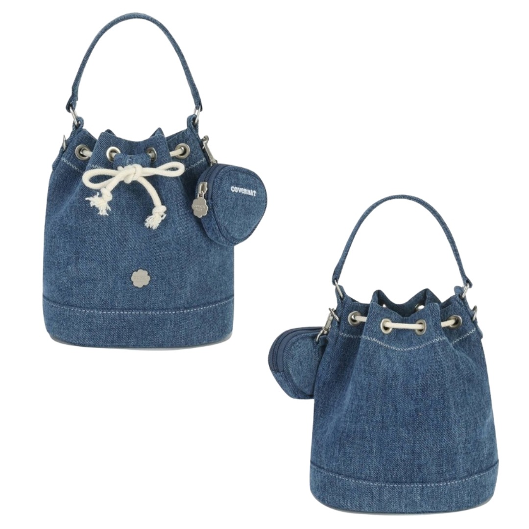 Clover heart denim bucketbag