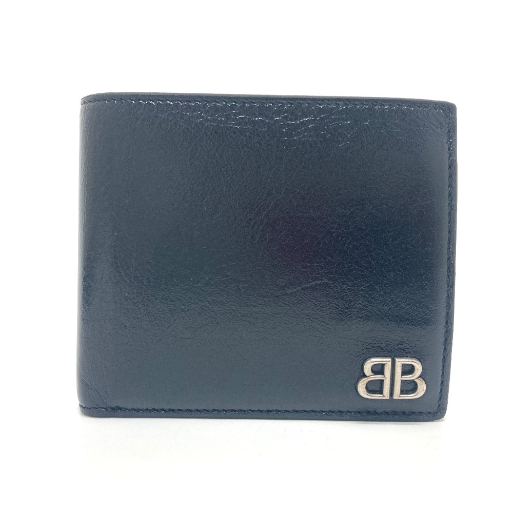 2つ折り財布 779971 BB ロゴ 2つ折り財布 財布 ウォレット レザー ブラック