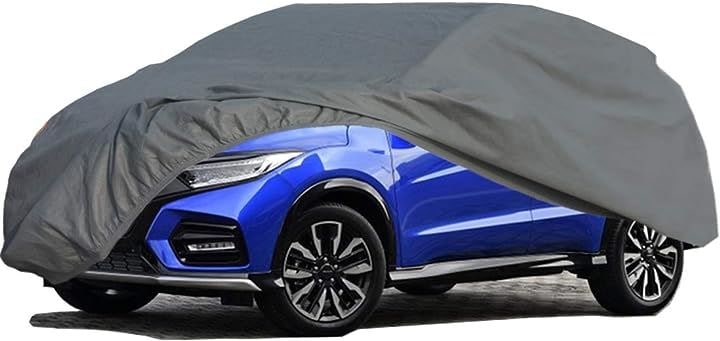 ボディーカバー 不織布 車カバー SUV車対応 裏起毛 4層構造 防水防塵防輻射紫外線 四季対応 カーカバー 445x185x152CM( グレー, 445x185x152CM)