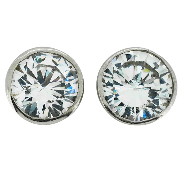 ジルコニア スタッズピアス 2P 両耳用 ホワイトCZ 10mm ラウンド シンプル ピアス