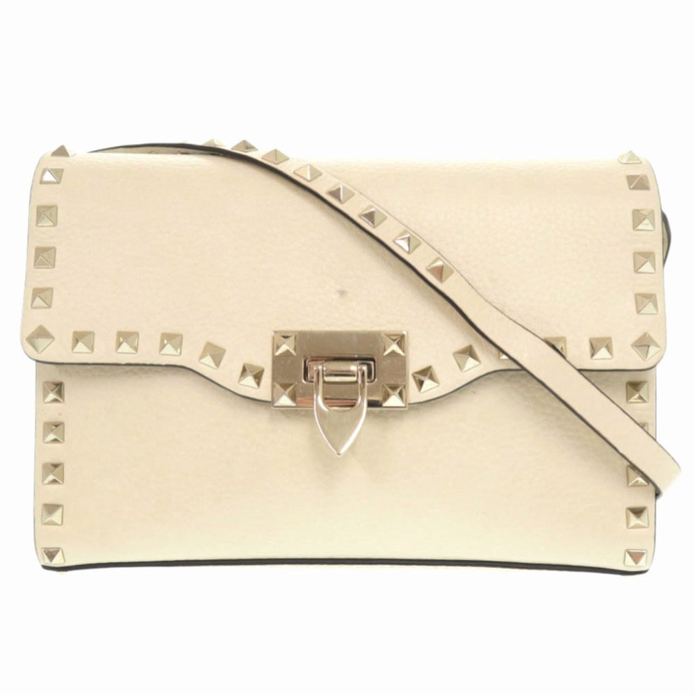 美品 ロックスタッズ RW2B0181VSH ショルダーバッグ レザー/スタッズ アイボリー 0445【中古】 レディース
