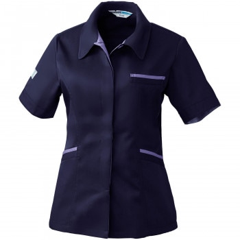 桑和 422 レディース半袖スモック LLサイズ ネイビー（1）