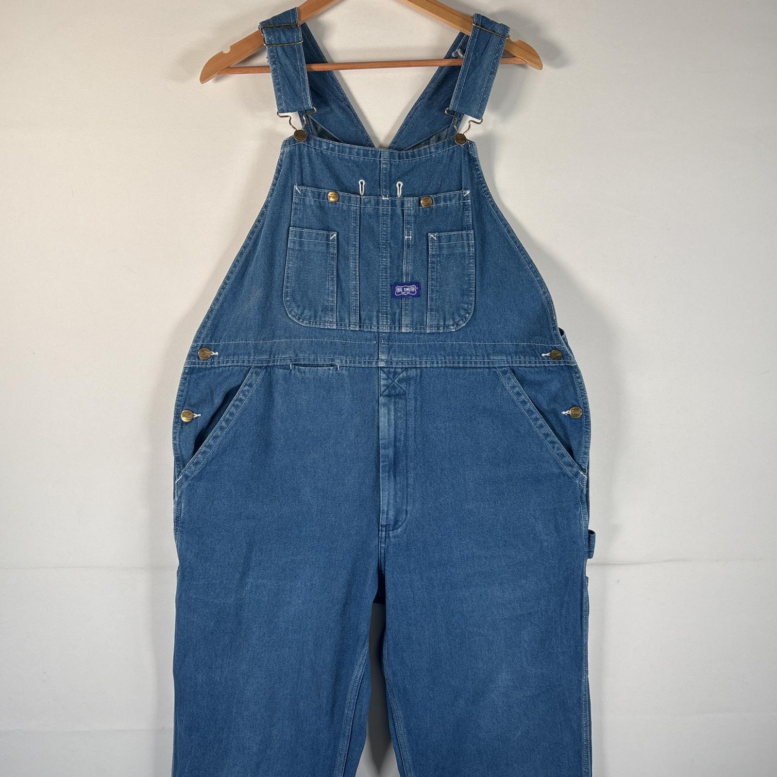 古着 オーバーオール デニム ワーク ワンポイントロゴ ペインター 大きいサイズ 作業者 w38 L30 ブルー系 メンズ