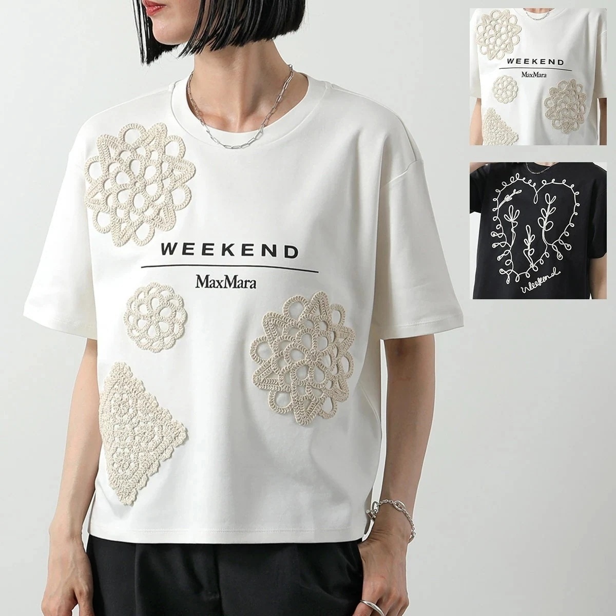 WEEKEND MAX MARA ウィークエンド マックスマーラ Tシャツ LECCO レッコ レディース 半袖 カットソー コットン ロゴ 刺繍 カラー2色