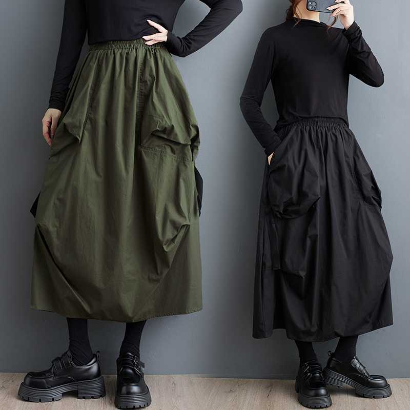 「ファットガール」 2024秋新品 ロングスカート ドッキング ゴム 大きいサイズ 体型カバー レディース スカート メガ割30%までに制限