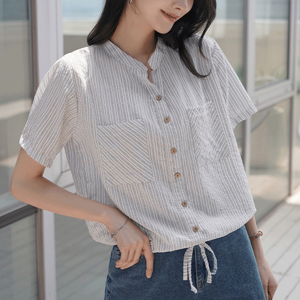 クリック＆ファニー メンブストリング ストライプシャツ