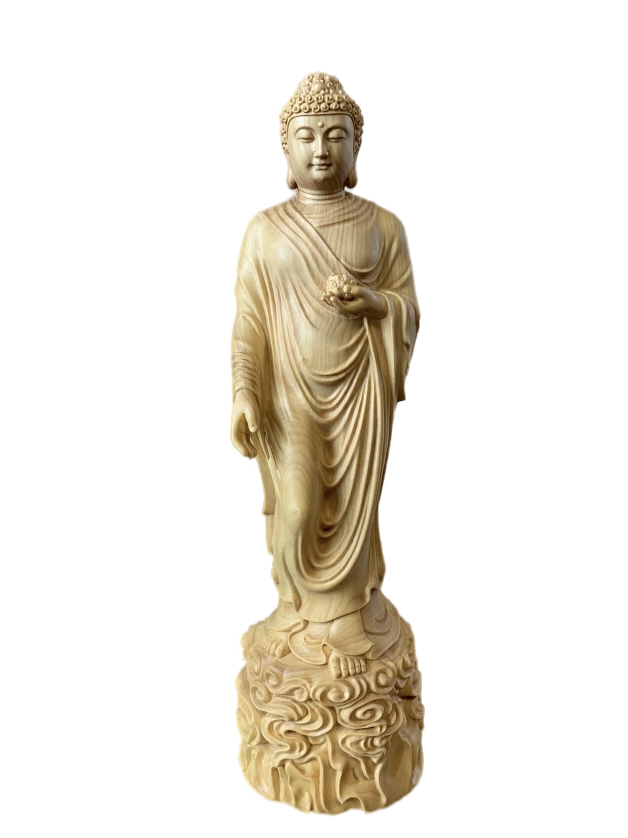 仏像 阿弥陀仏 阿弥陀仏像 ツゲ 木彫 仏具 (約)高22.5cm幅6.5cm奥行5.5cm