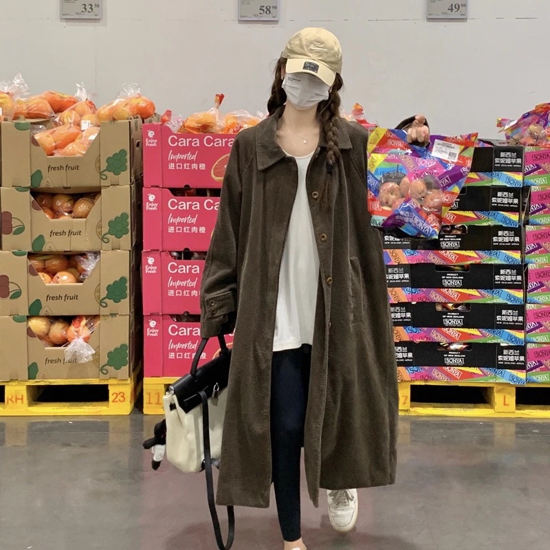 ムラード ウェア カリー コーデュロイ トレンチコート 2024 新作 ゆったり ロング 秋冬 クリップ コットン 厚手 ジャケット