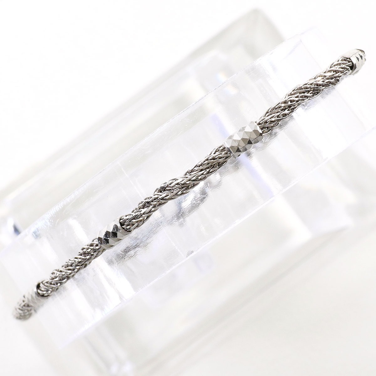 K10 10金 WG ホワイトゴールド ブレスレット 総重量約4.6g 約17.5cm ジュエリー 中古