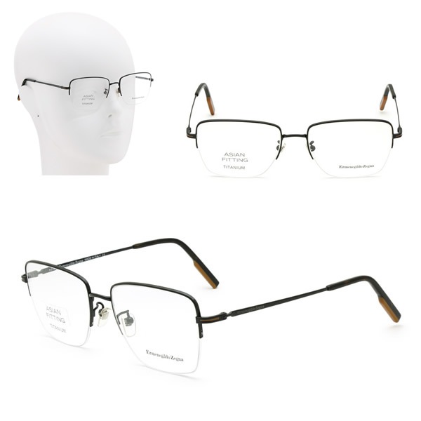 フレームのみ EZ5209-D/V 001 56 Ermenegildo Zegna ブラック メガネ 眼鏡 ノーズパッド