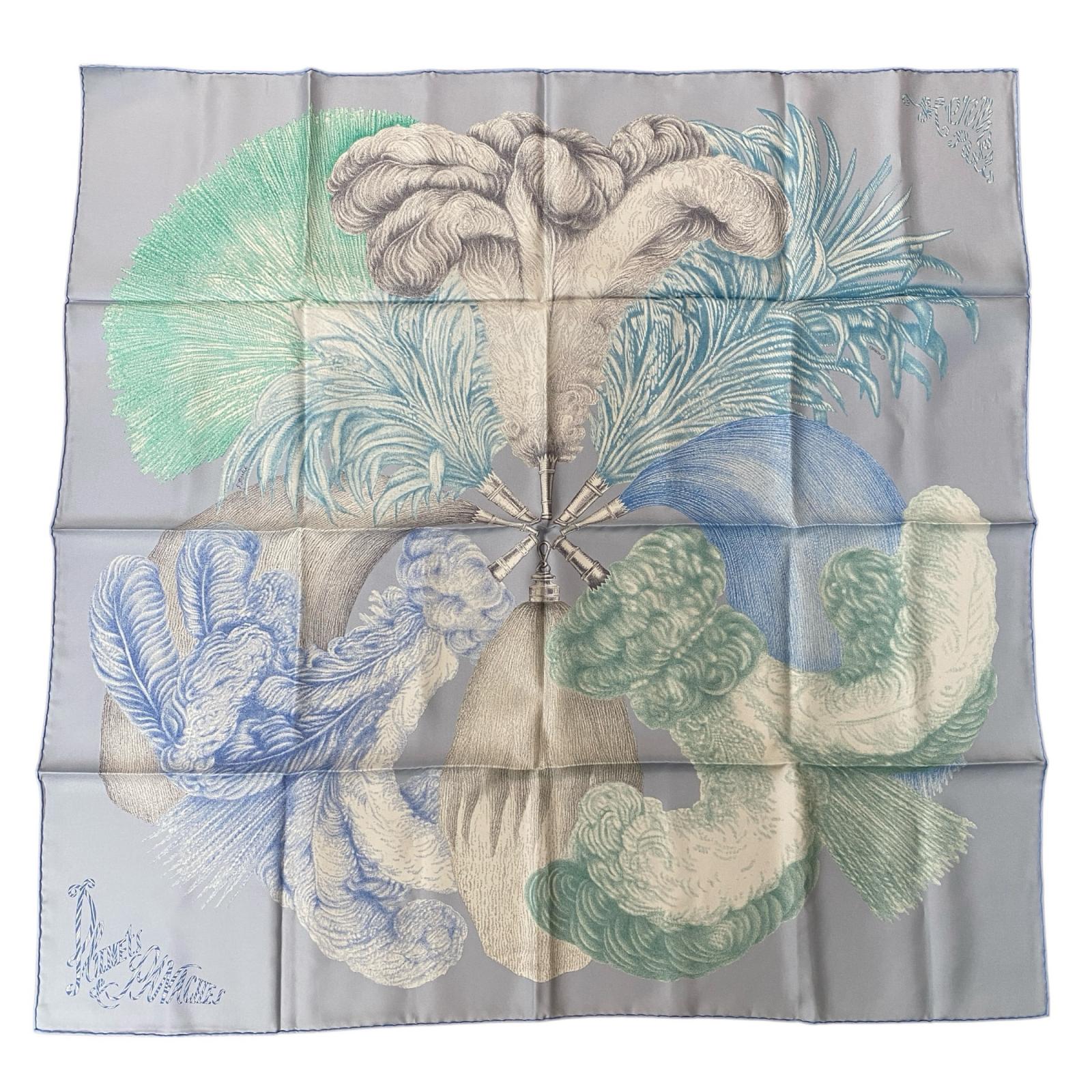 美品 エルメス HERMES レディース カレ90 羽根と羽飾り