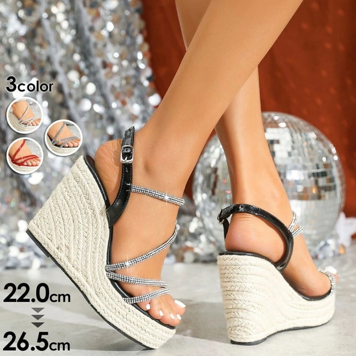 ウェッジソール サンダル 厚底 レディース かわいい オシャレ 脚長 小さいサイズ ヒール8.5cm リゾート タウン用サンダル 美脚 履き心地 カジュアル 靴 大人 軽量 歩きやすい 夏用 普段履き