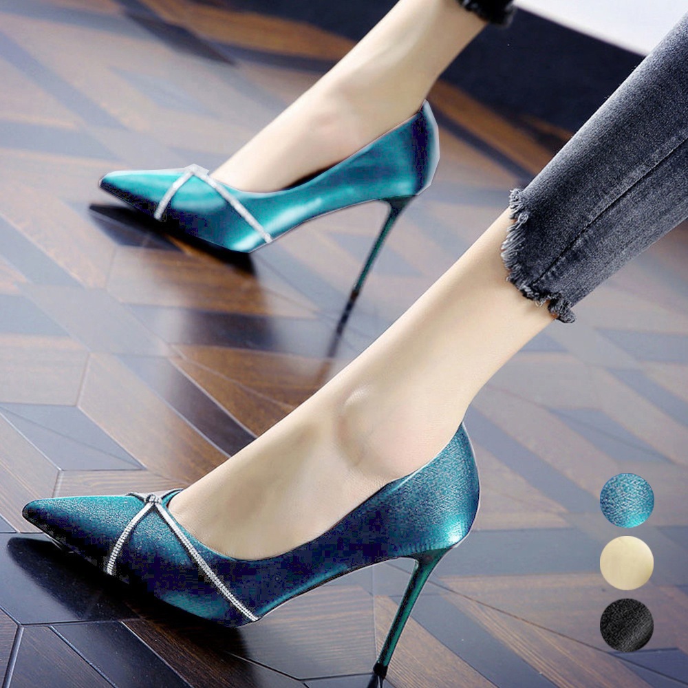 国内即納 ハイヒールパンプス サテン生地 痛くない