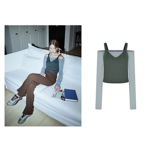 ロマンチックカーニバルセーター+ビスチェセットアップ (mint/green) 韓国ファッションスタイル 韓国の人気ブランド 女性上着 カジュアル 7,350円