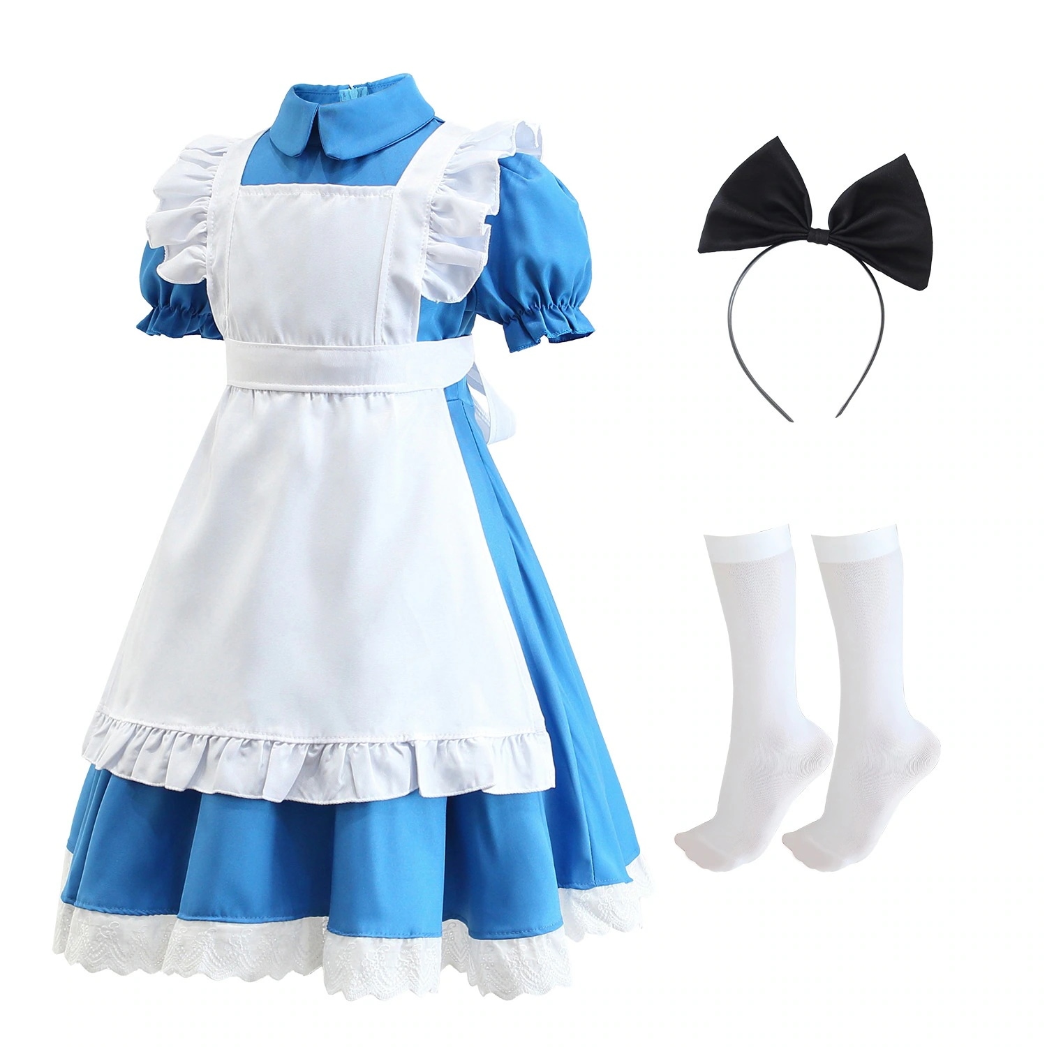 アリス子供演出服メイド服ハロウィン女子子供服プリンセス田园风ロールプレイワンピースcos