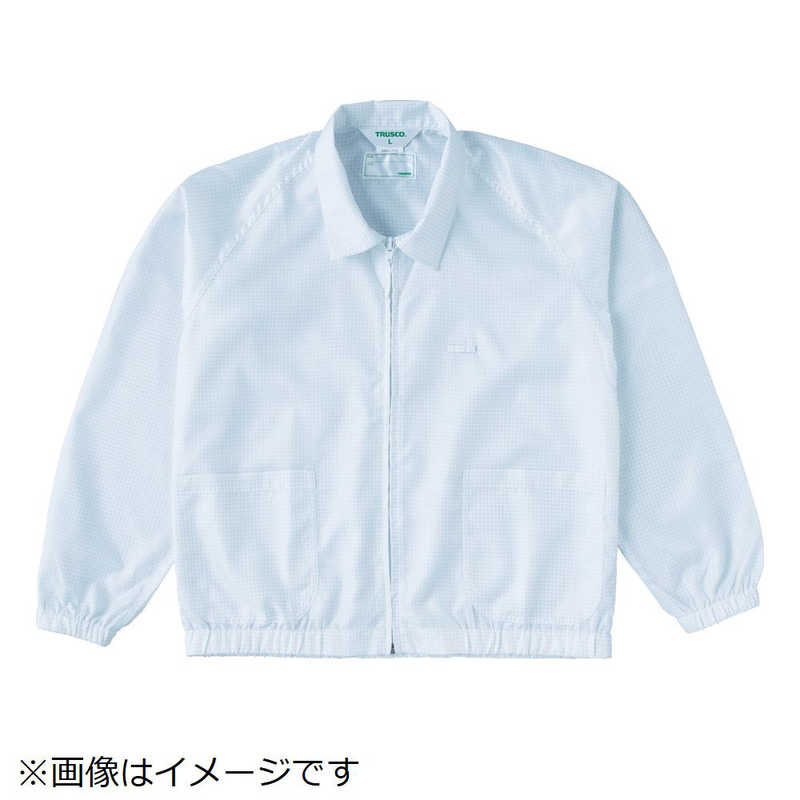 トラスコ中山　制電糸グリッド仕様ジャケット(衿付) ホワイト LL　TCLGJWLL